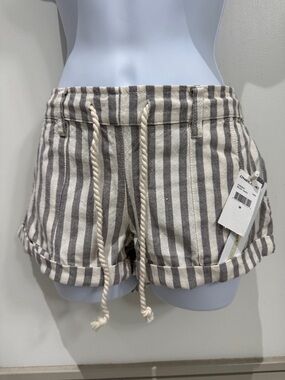 O'Neill Cream and Gray Striped Drawstring Shorts
